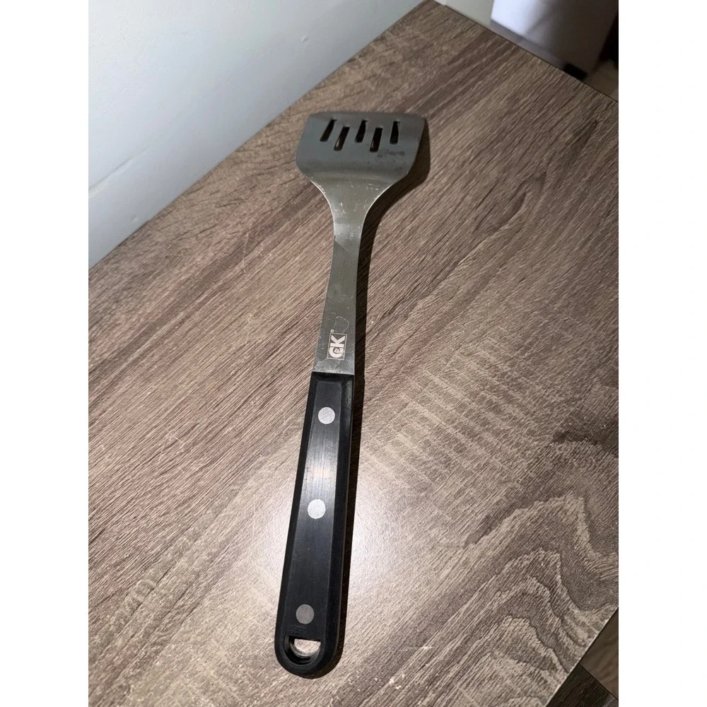 CK Stainless Steel Slotted Spatula Turner Triple Riveted Black Handle Tool